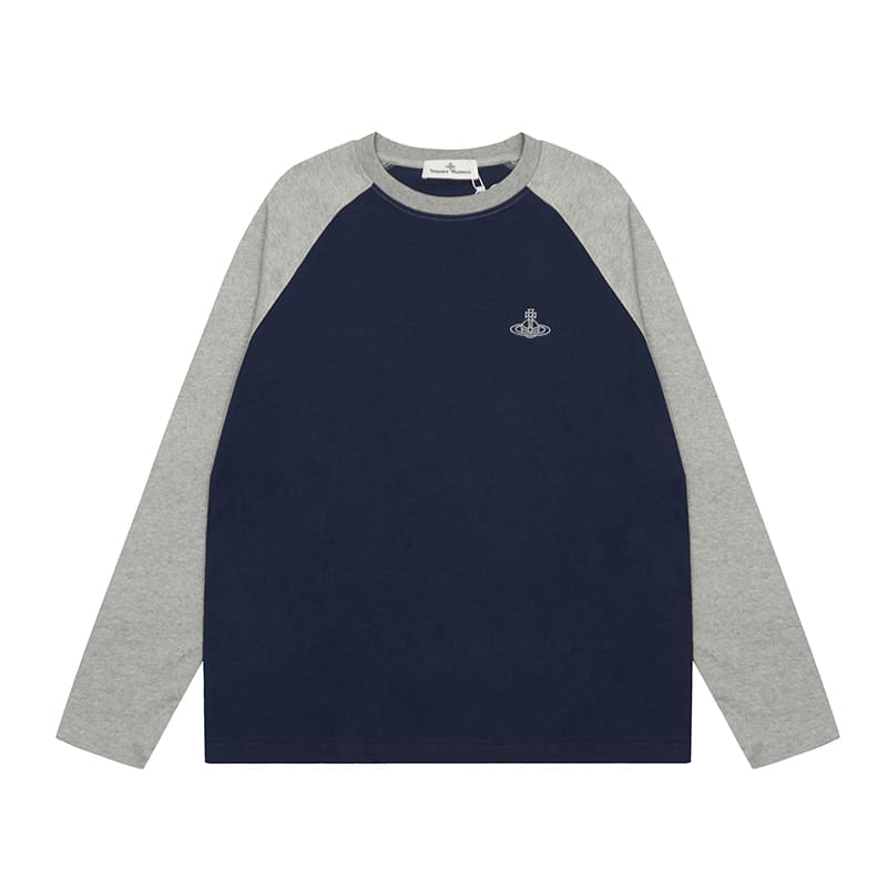 u1u1enne westwood splash-ink embroidered long sleeve t-shirt for men and women