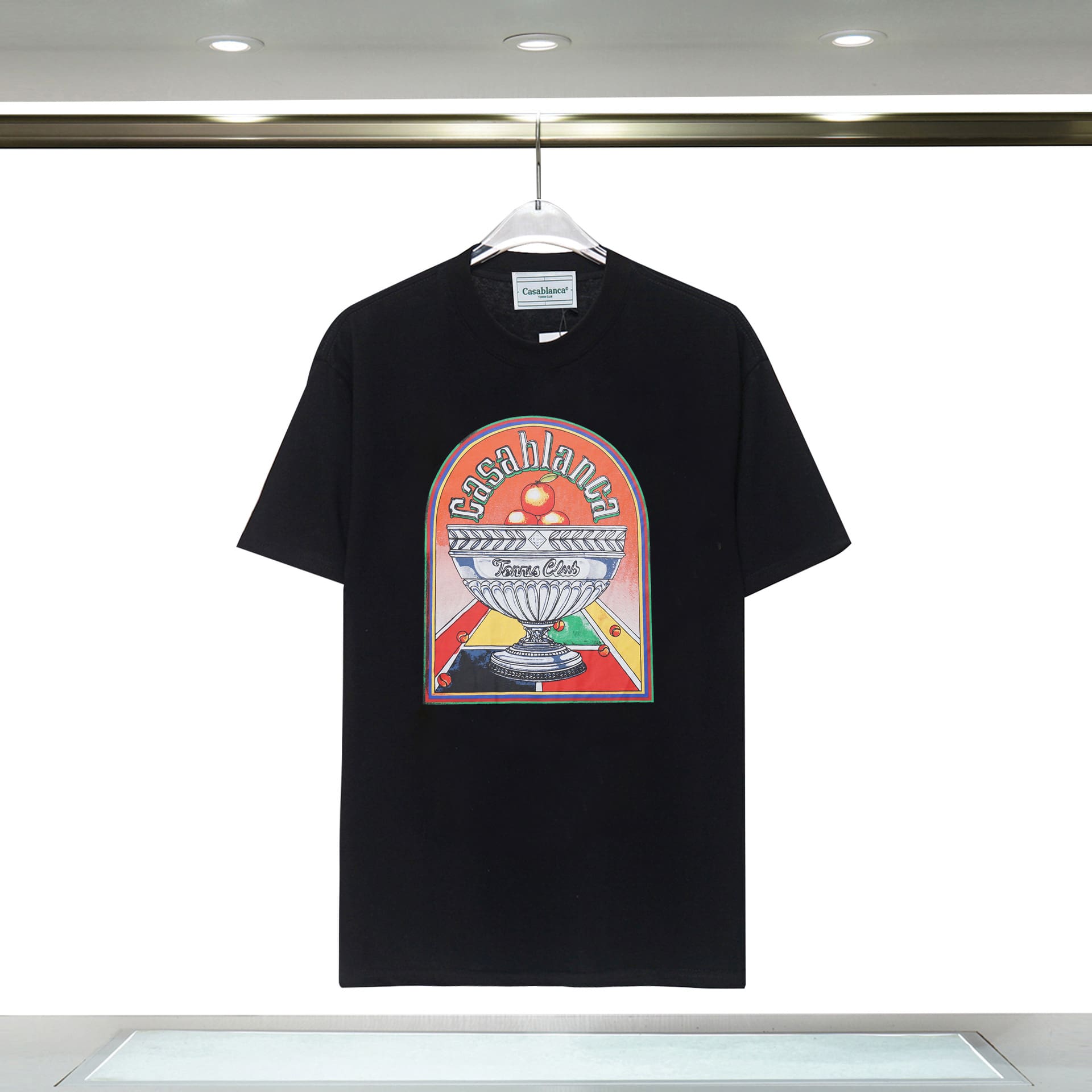 Casablanca Double Yarn Cotton Letter Print T-Shirt Trendy Style