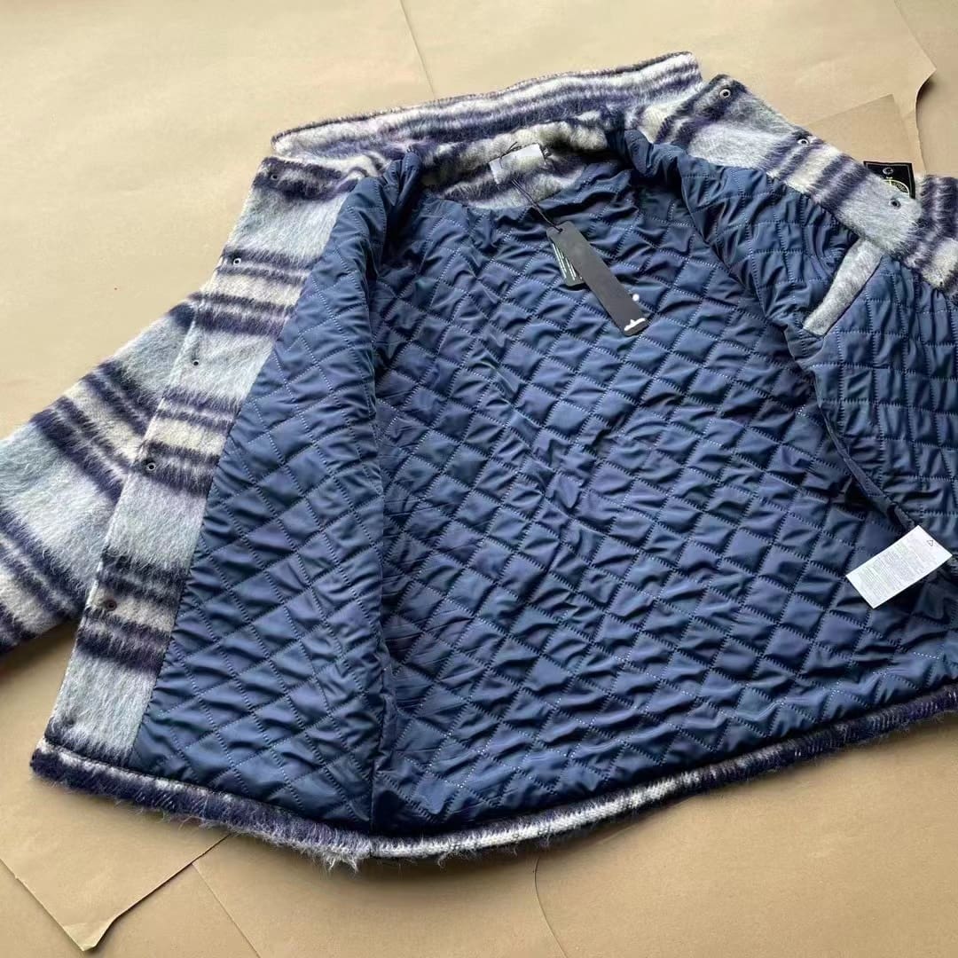 Stone Island Plaid Mohair Wool Long Sleeve Shirt Jacket