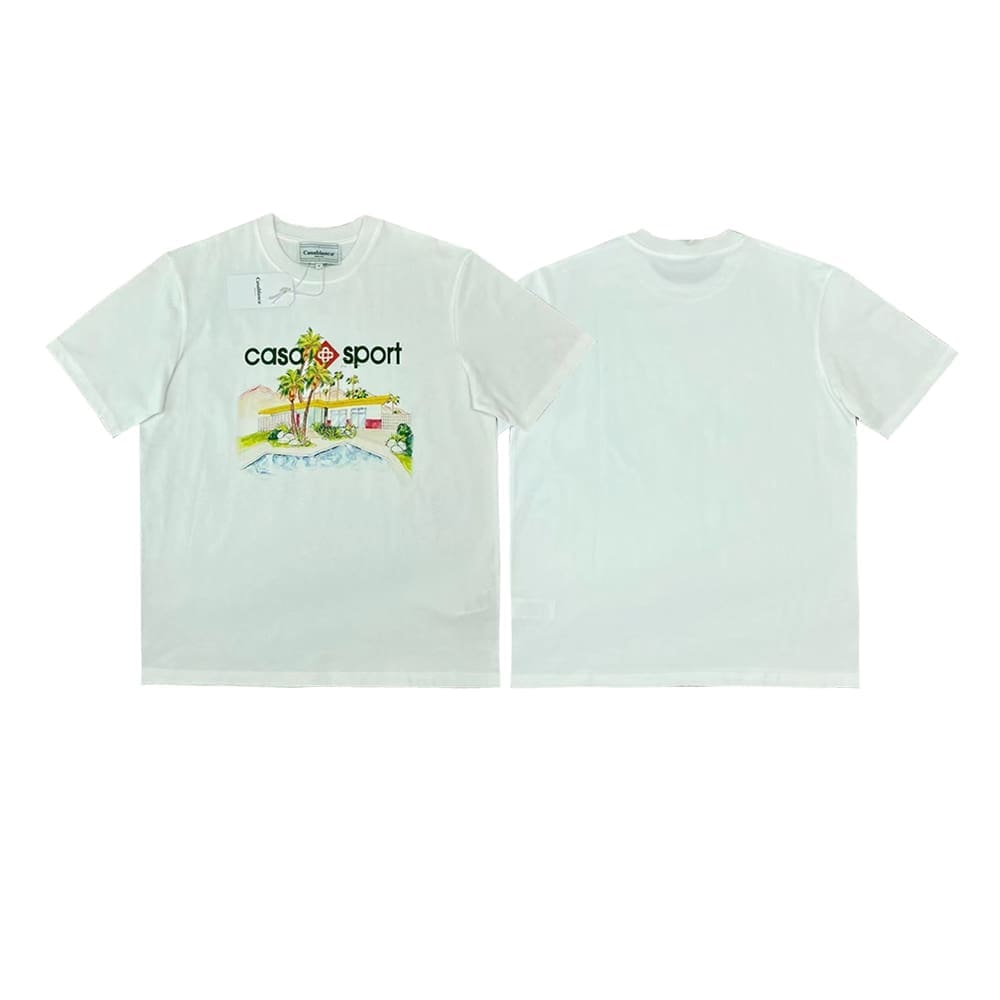 FOG Amiri Casablanca Printed Loose Crew Neck T-Shirt High Street Style