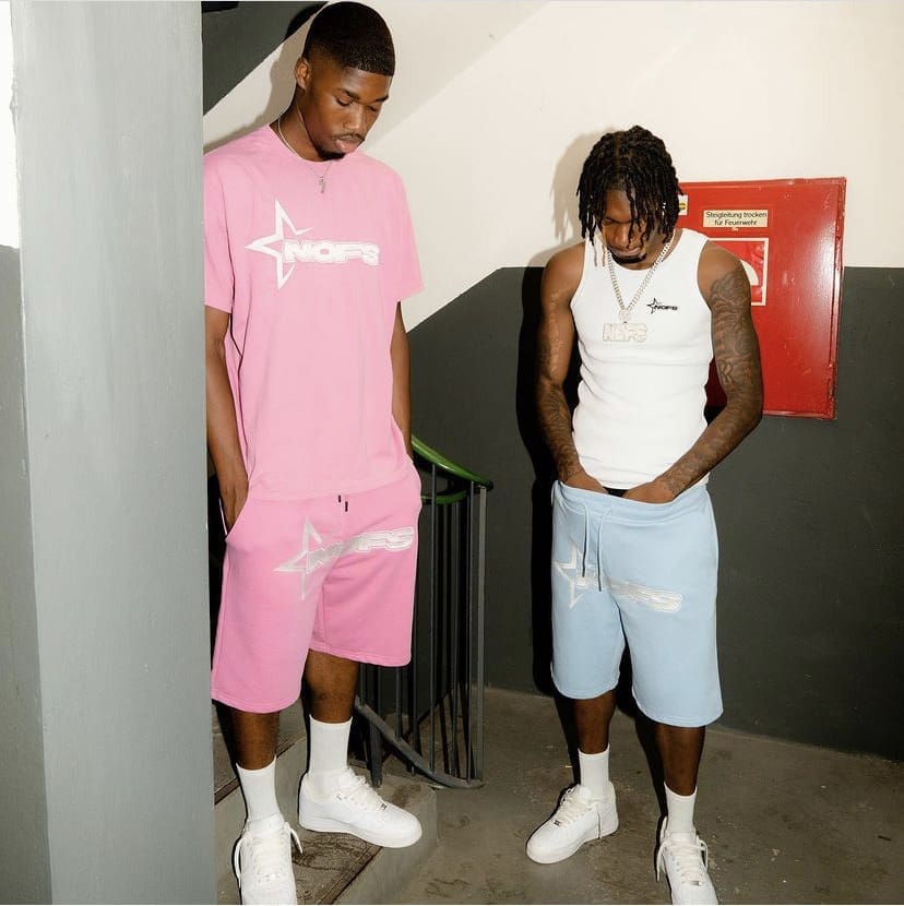 NOFS Letter Print Shorts Suit European Hip Hop Style High Street Sports Set 1