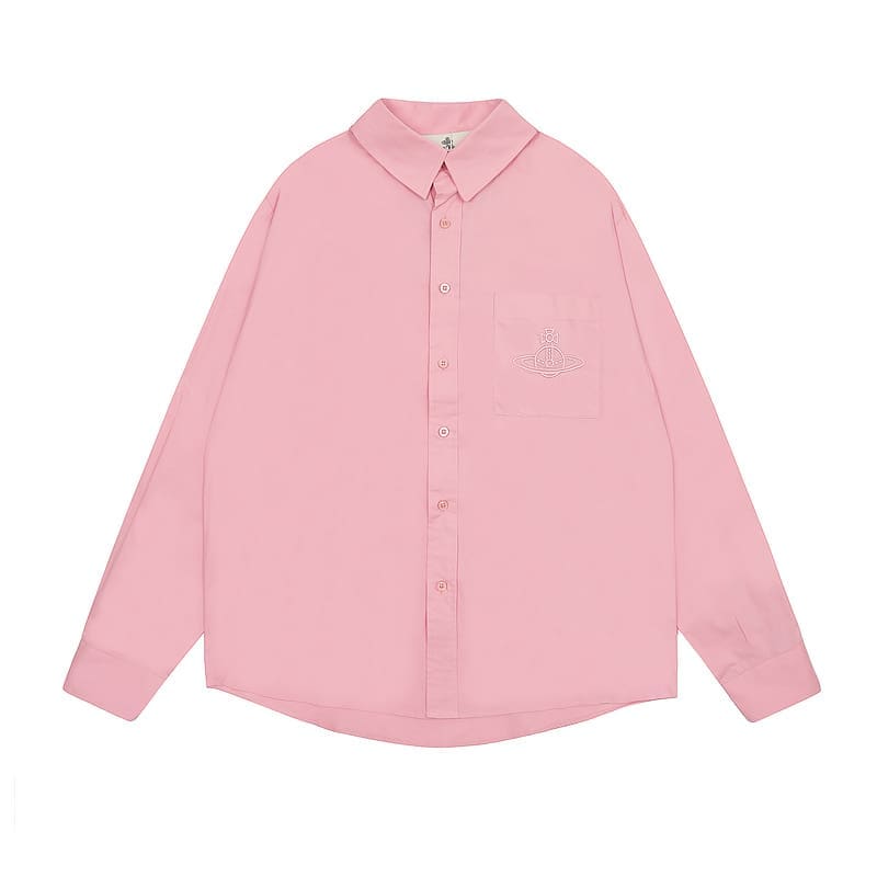 u1u1enne westwood embroidered loose all-match long-sleeved casual shirt