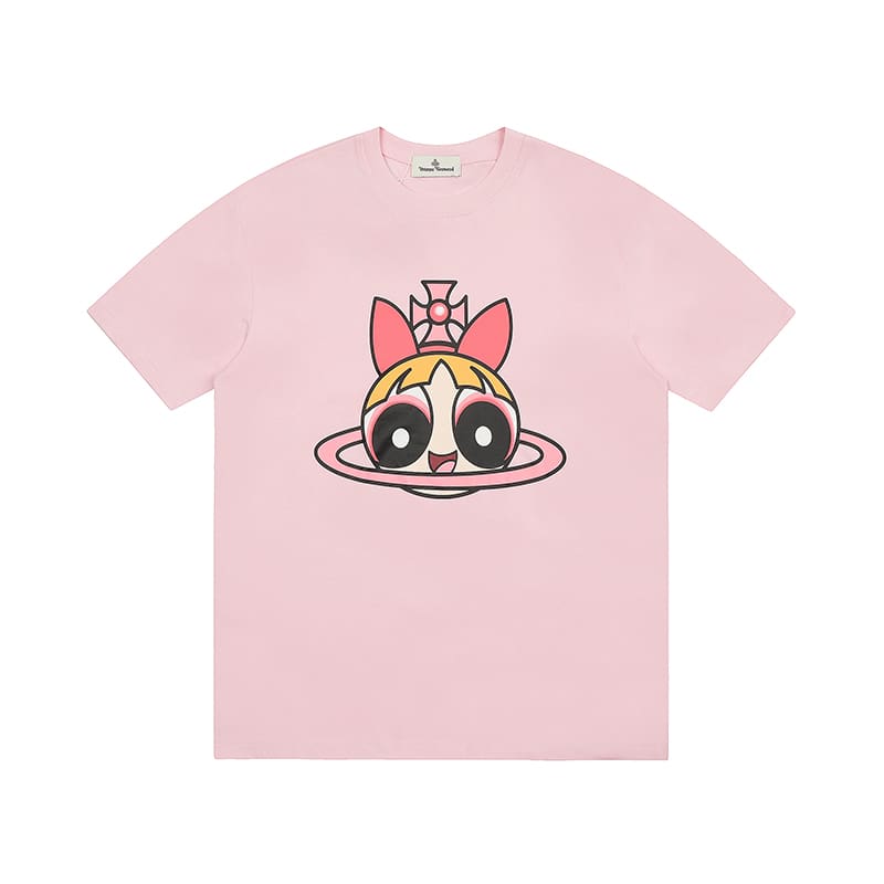 u1u1enne westwood splash-ink embroidery star print loose t-shirt half sleeve