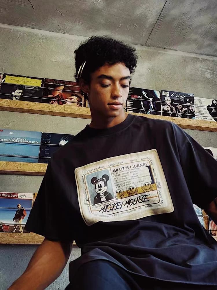 Saint Michael Mickey Mouse Vintage Washed VTG Short Sleeve T-Shirt for Men and Women