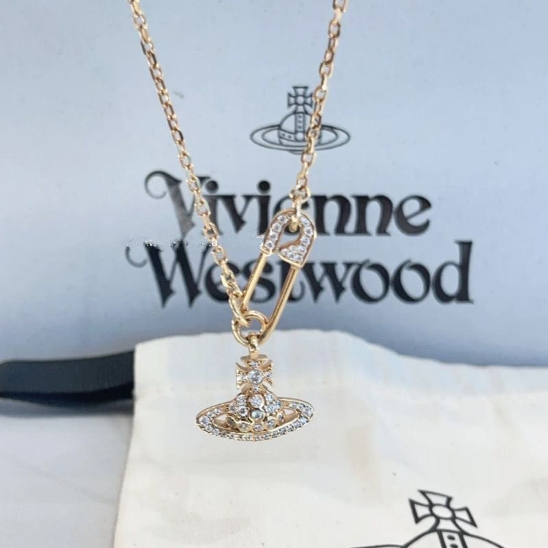 u1u1enne westwood saturn pin necklace clavicle chain for women