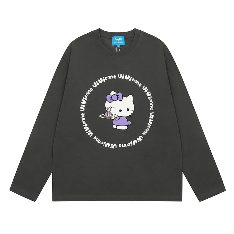 u1u1enne westwood splash-ink embroidered long sleeve t-shirt for men and women