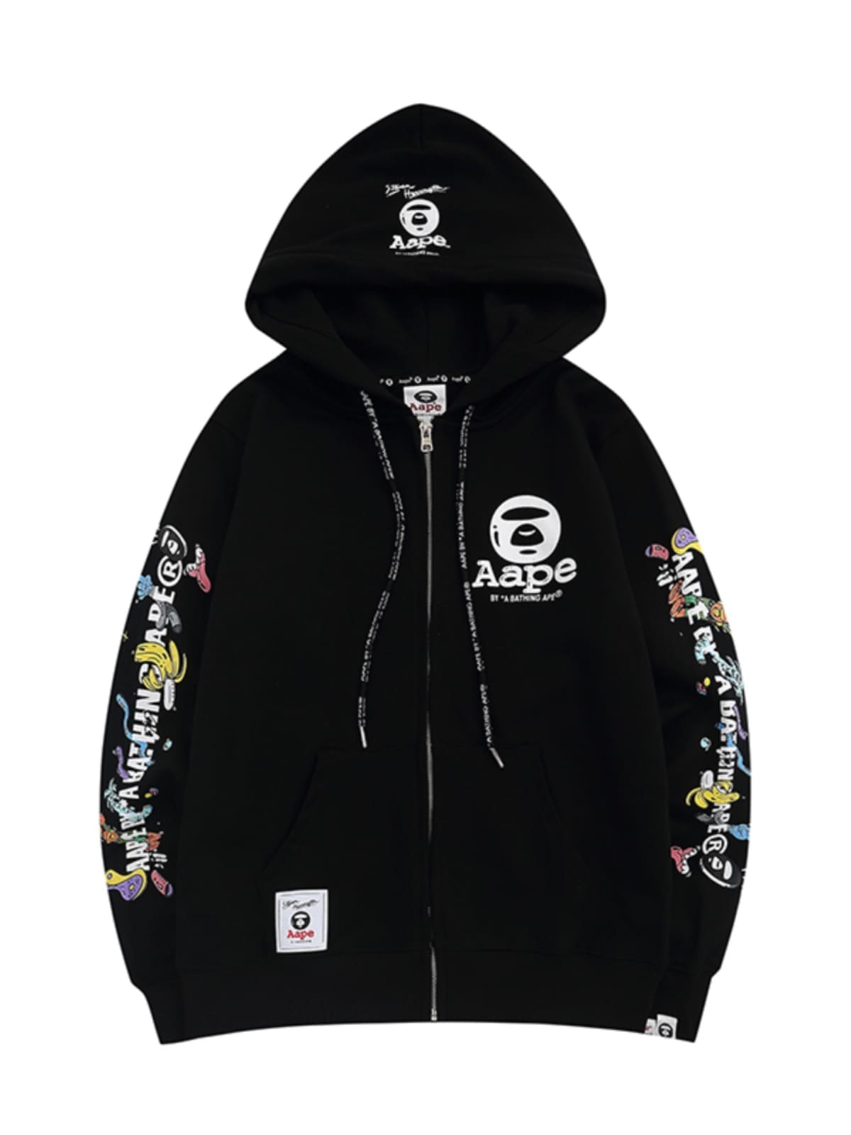 AAPE Cartoon Print Zipper Hoodie for Men and Women