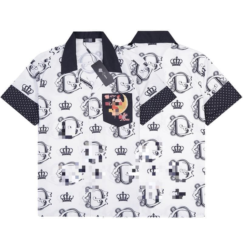 Casablanca Printed Beach Short Sleeve Shirt for Men Spring and Summer
