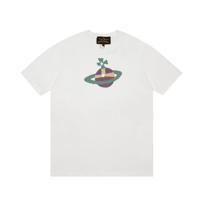 u1u1enne westwood couple print embroidered loose cotton t-shirt for men and women