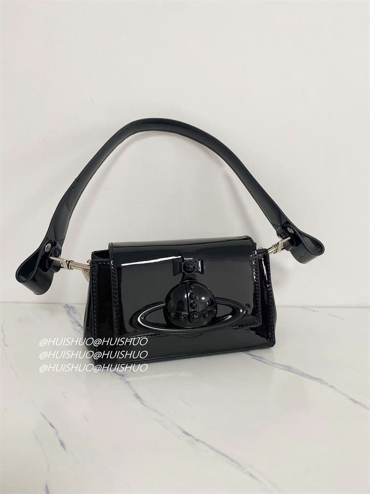 u1u1enne westwood crocodile pattern baguette shoulder bag saturn chain design