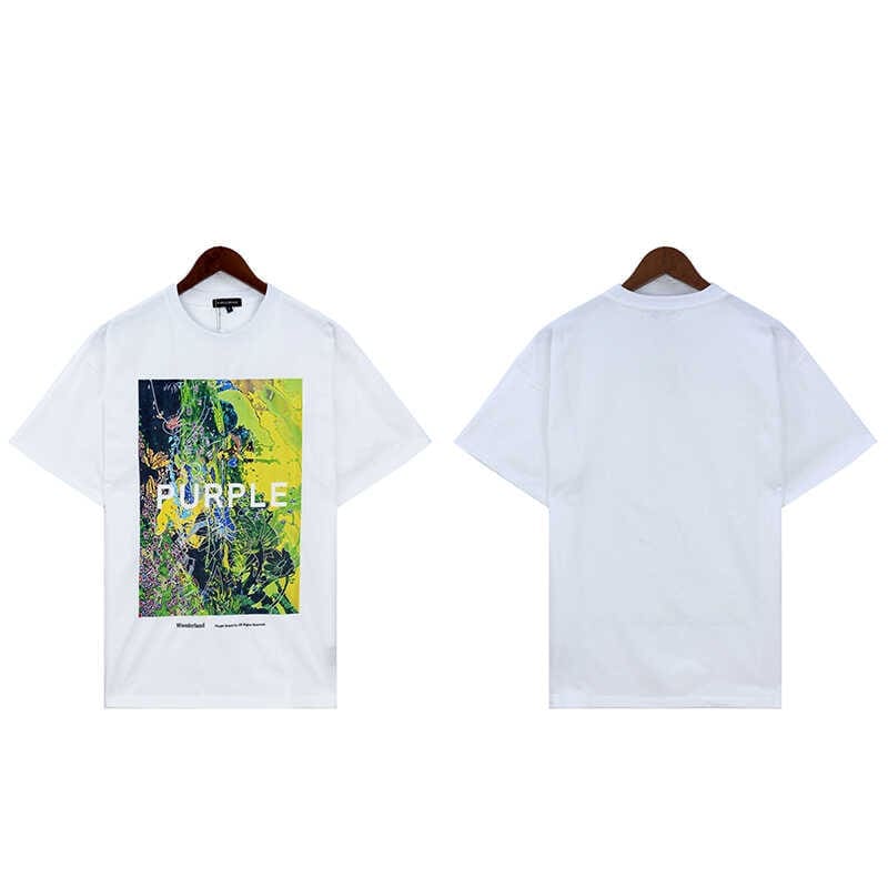 pu*re b*and logo splash paint print t-shirt full print short sleeve