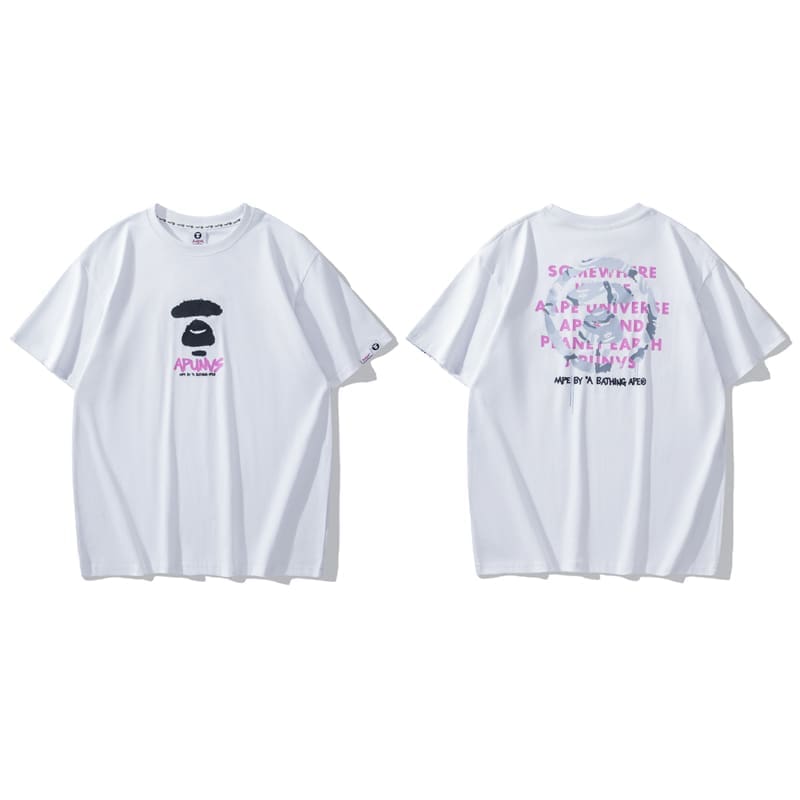 AAPE Ape Head Badge Short Sleeve Casual T-Shirt for Men and Women