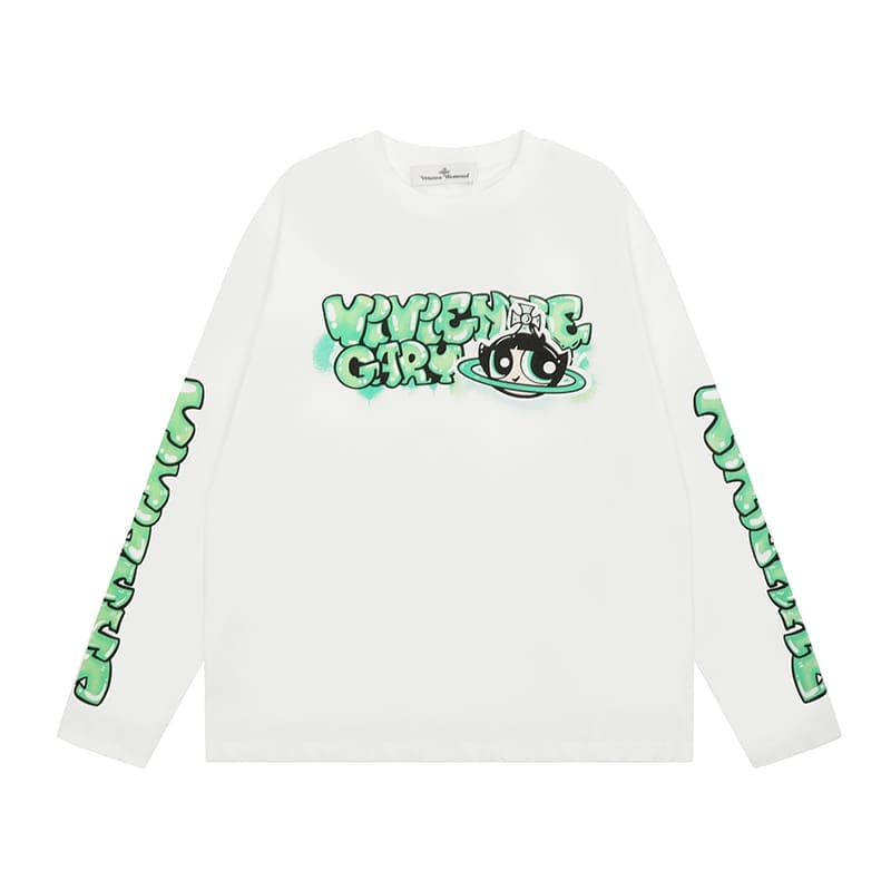 u1u1enne westwood splash-ink embroidered long sleeve t-shirt for men and women