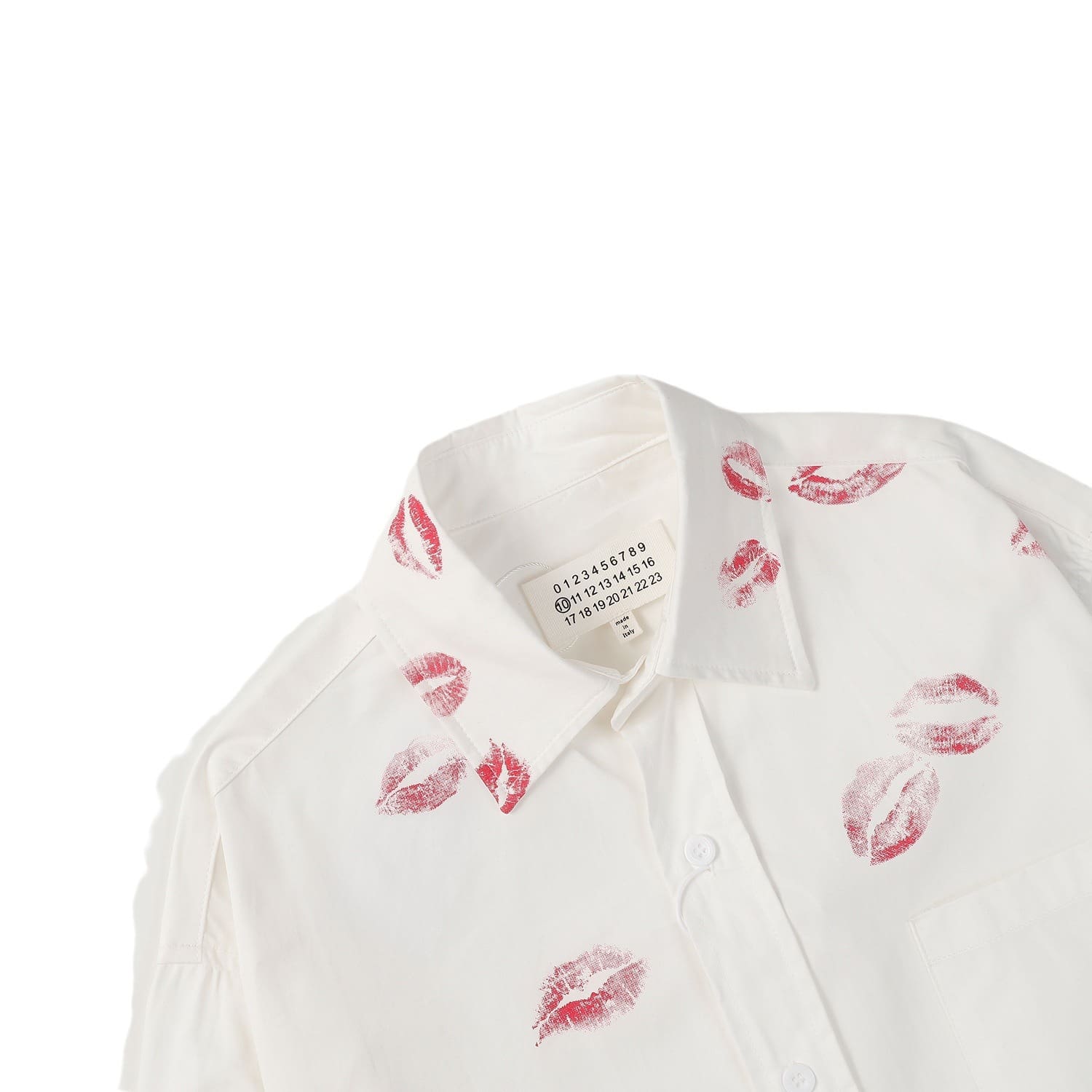ma*s*n Ma*i*la mm6 lips lipstick print long sleeve shirt for men and women