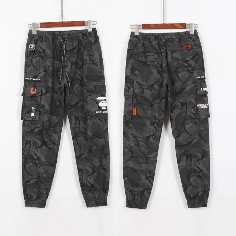 AAPE Camouflage Multi-Pocket Cargo Pants for Men and Women