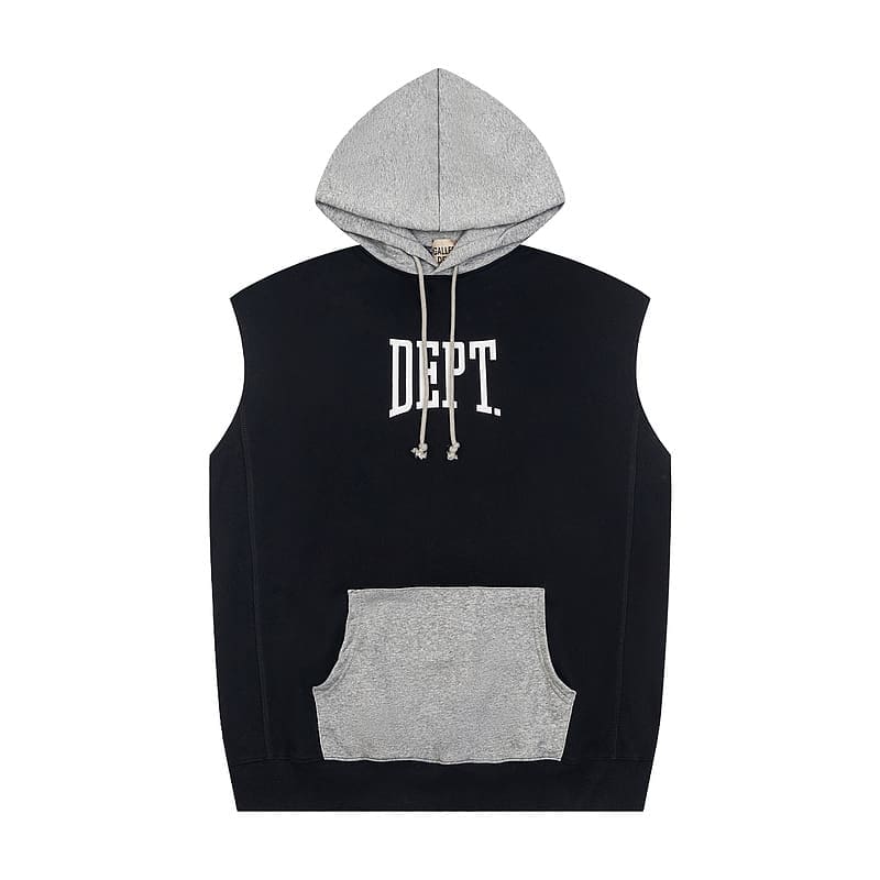 Gallery Dept High Street Letter Print Hooded Vest Jacket with Color Collision Design