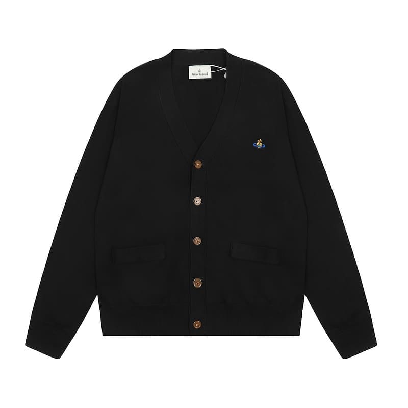 u1u1enne westwood saturn embroidery loose knitted cardigan sweater for spring and autumn