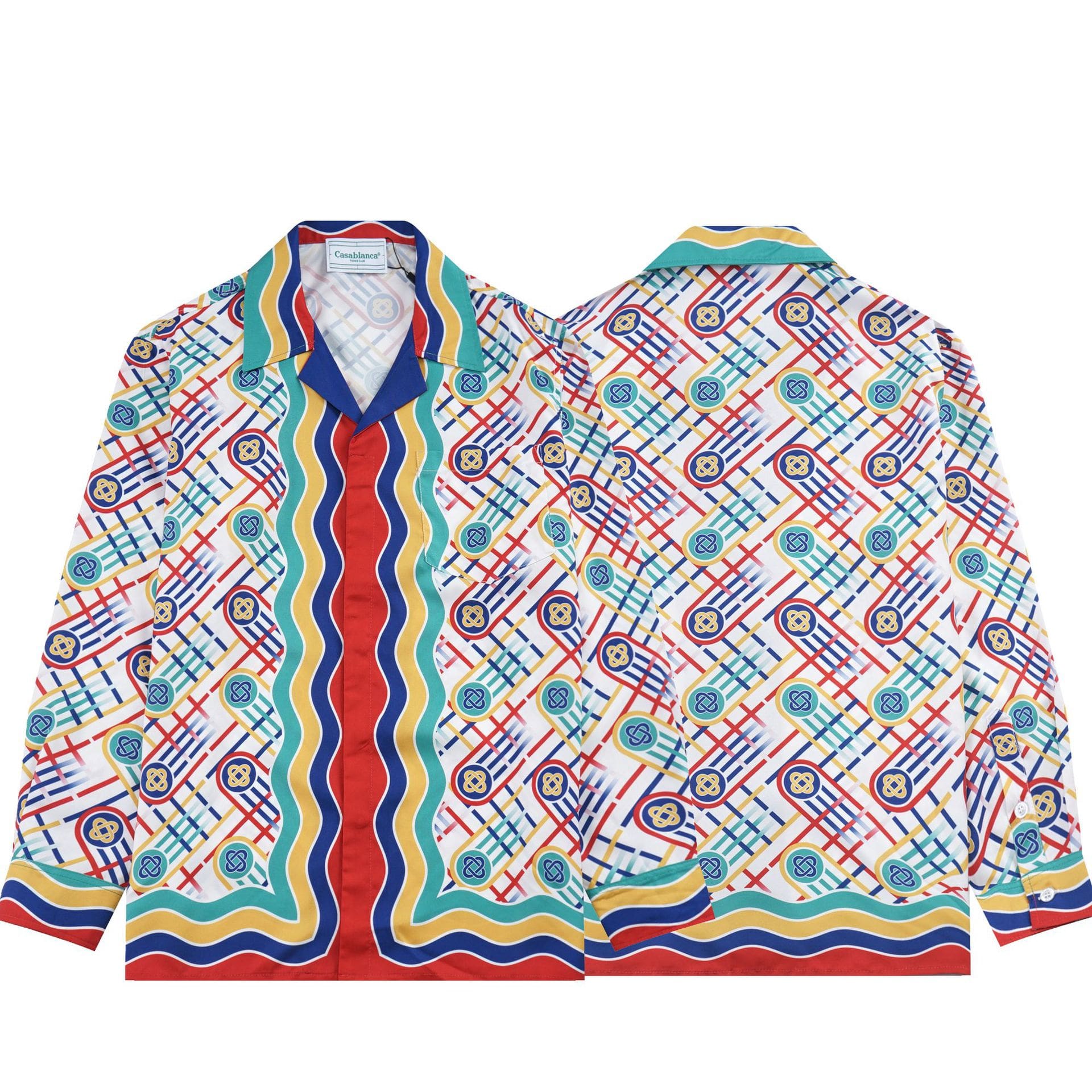 Casablanca Long Sleeve Printed Beach Shirt for Men A