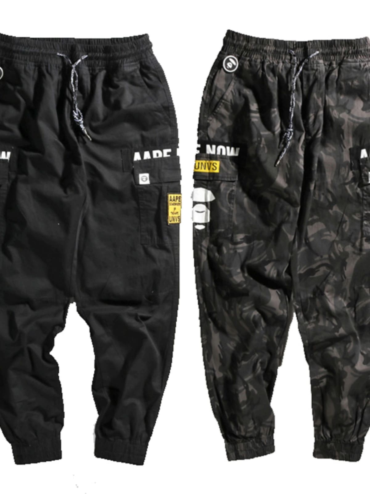 AAPE Camouflage Multi-Pocket Military Workwear Pants for Men and Women