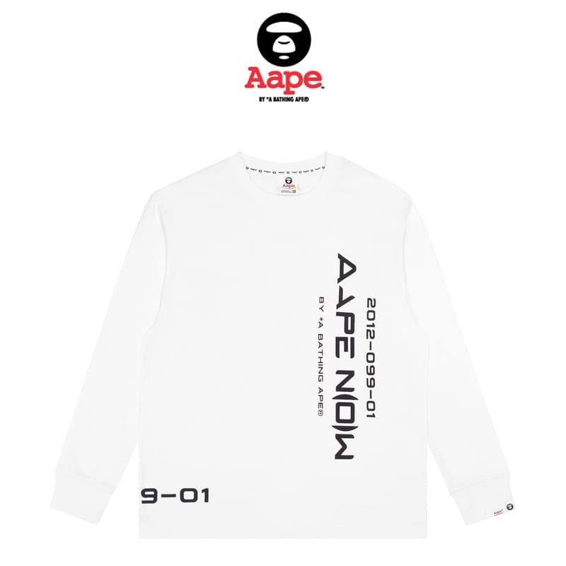 AAPE Ape Head Earth Print Long Sleeve T-Shirt for Men and Women