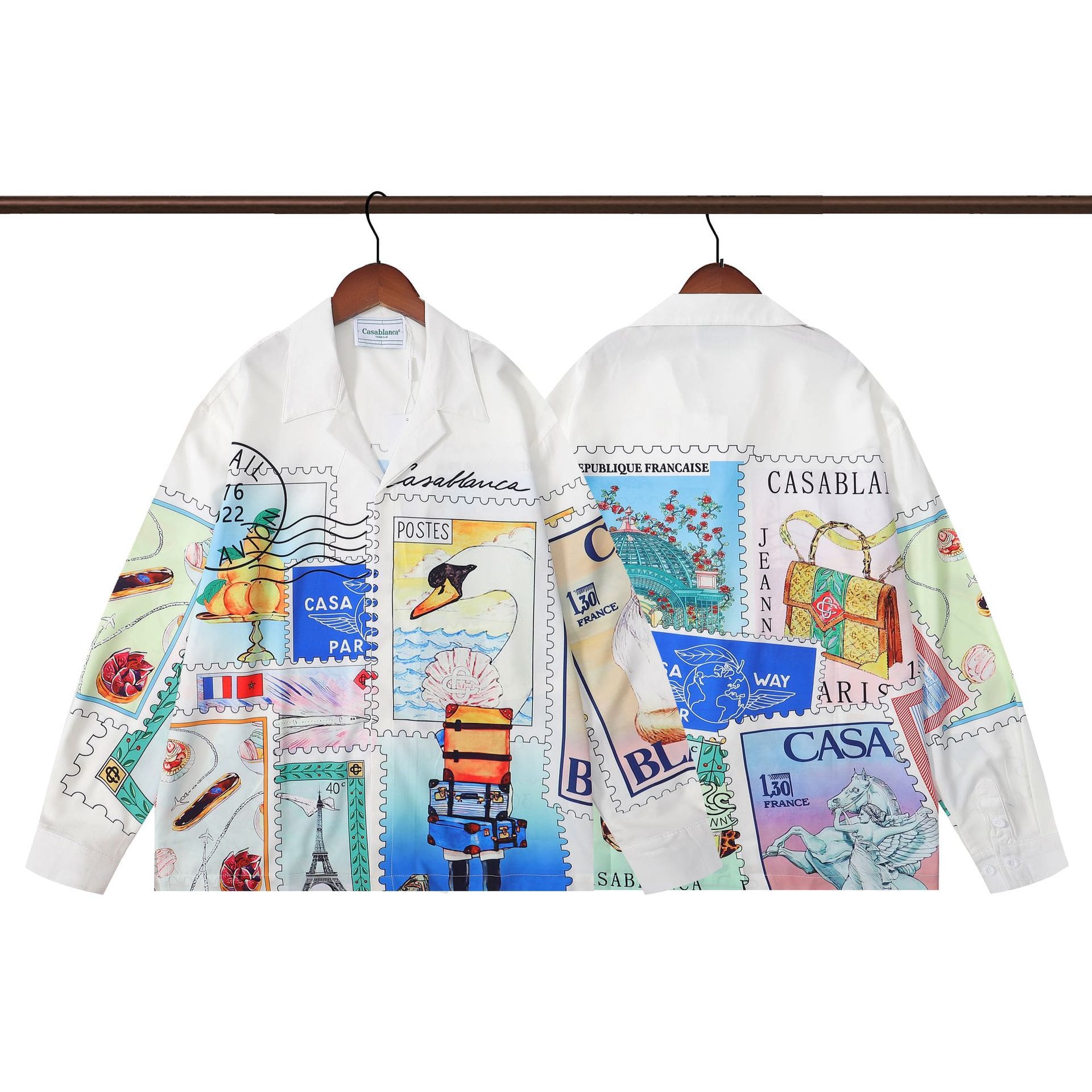 Casablanca Long Sleeve Printed Beach Shirt for Men A