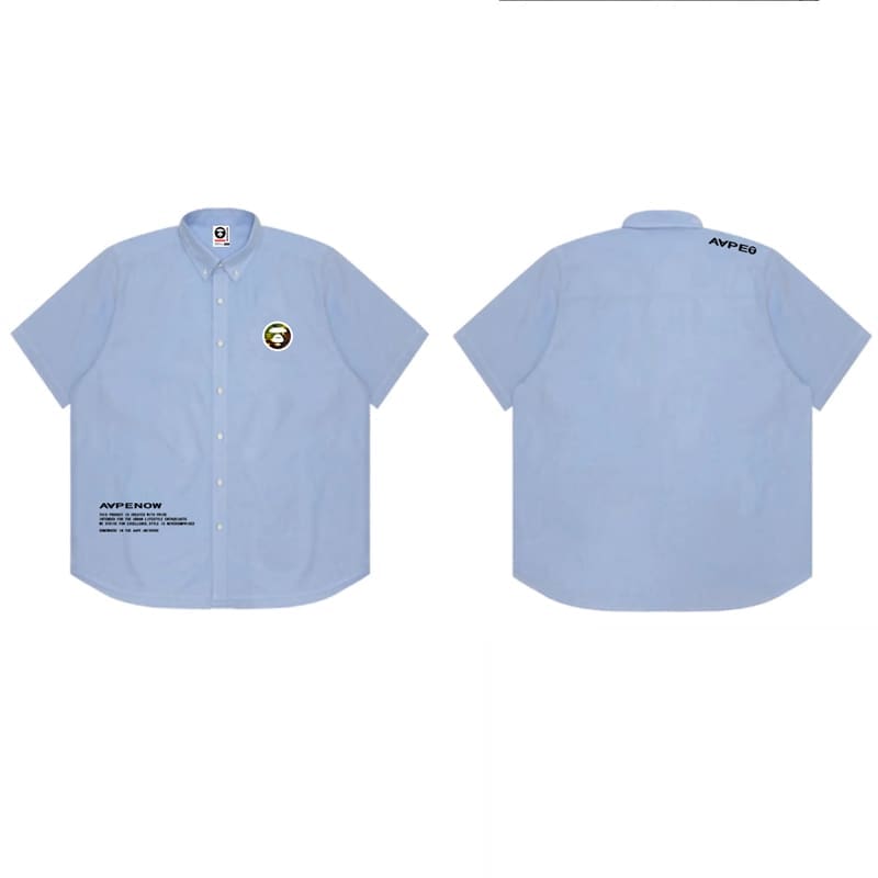 AAPE Loose Cotton Oxford Short Sleeve Shirt for Men and Women