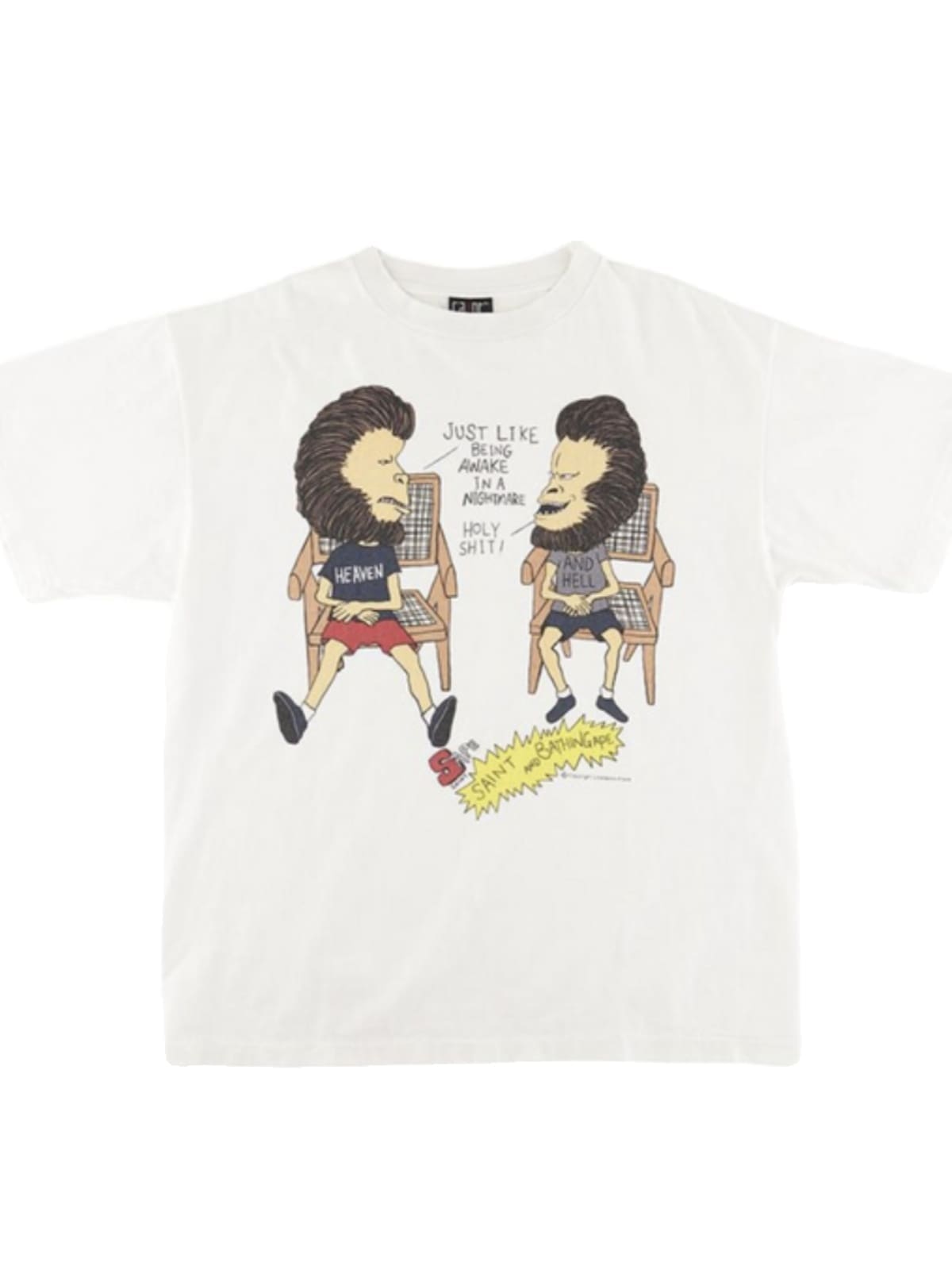 Saint Michael Cartoon Character Print Casual Loose Short-Sleeve T-Shirt for Men and Women