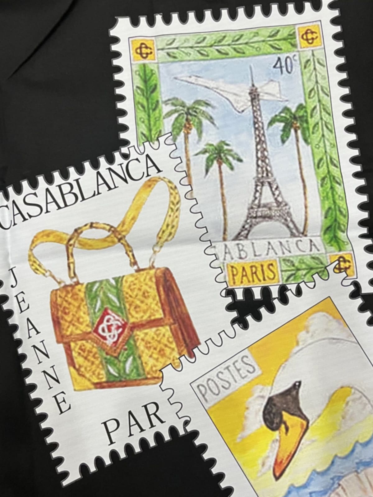 Casablanca Retro Hip Hop Stamp Print T-Shirt for Men and Women