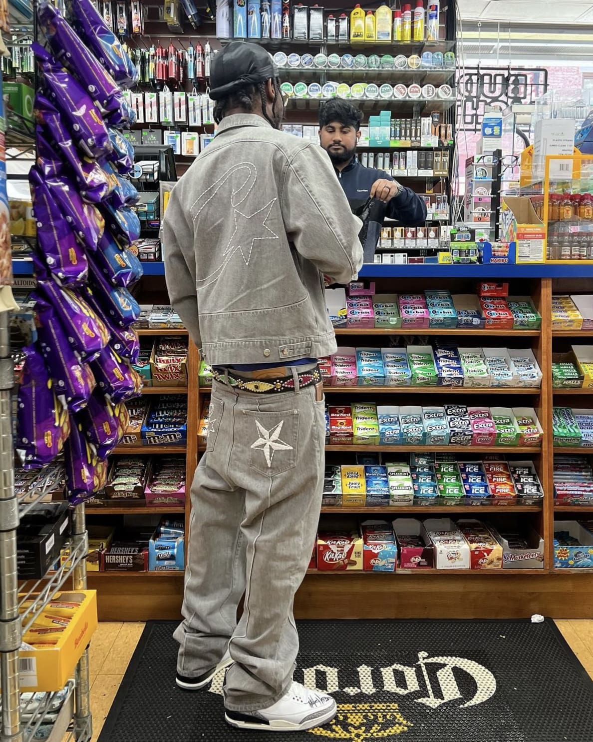 Corteiz Denim Coat and Trousers Suit Loose Casual Star Style