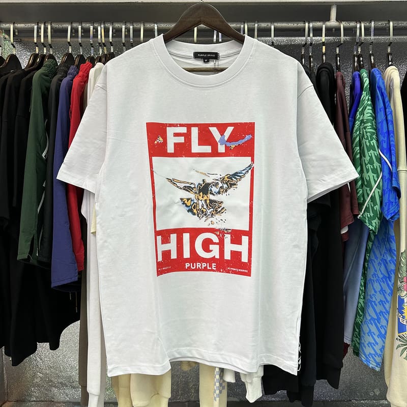 pu*re b*and fly high printed short sleeve loose t-shirt for men and women