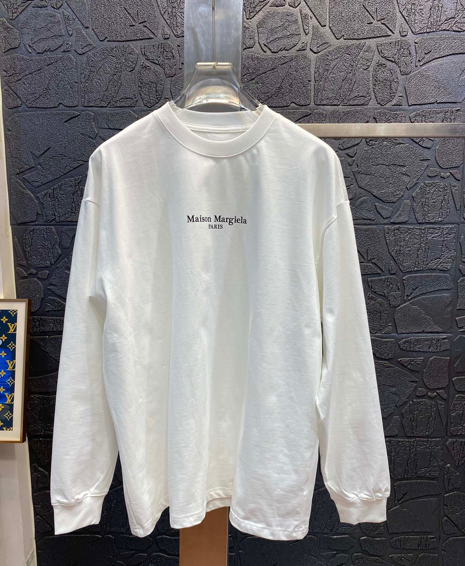 ma*s*n Ma*i*la mm6 heavy weight letter print long sleeve t-shirt for men