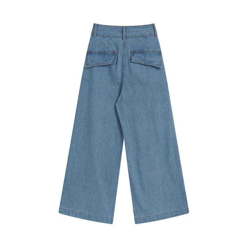 Vivienne Westwood Saturn Logo Embroidered High Waist Wide Leg Denim Trousers for Women