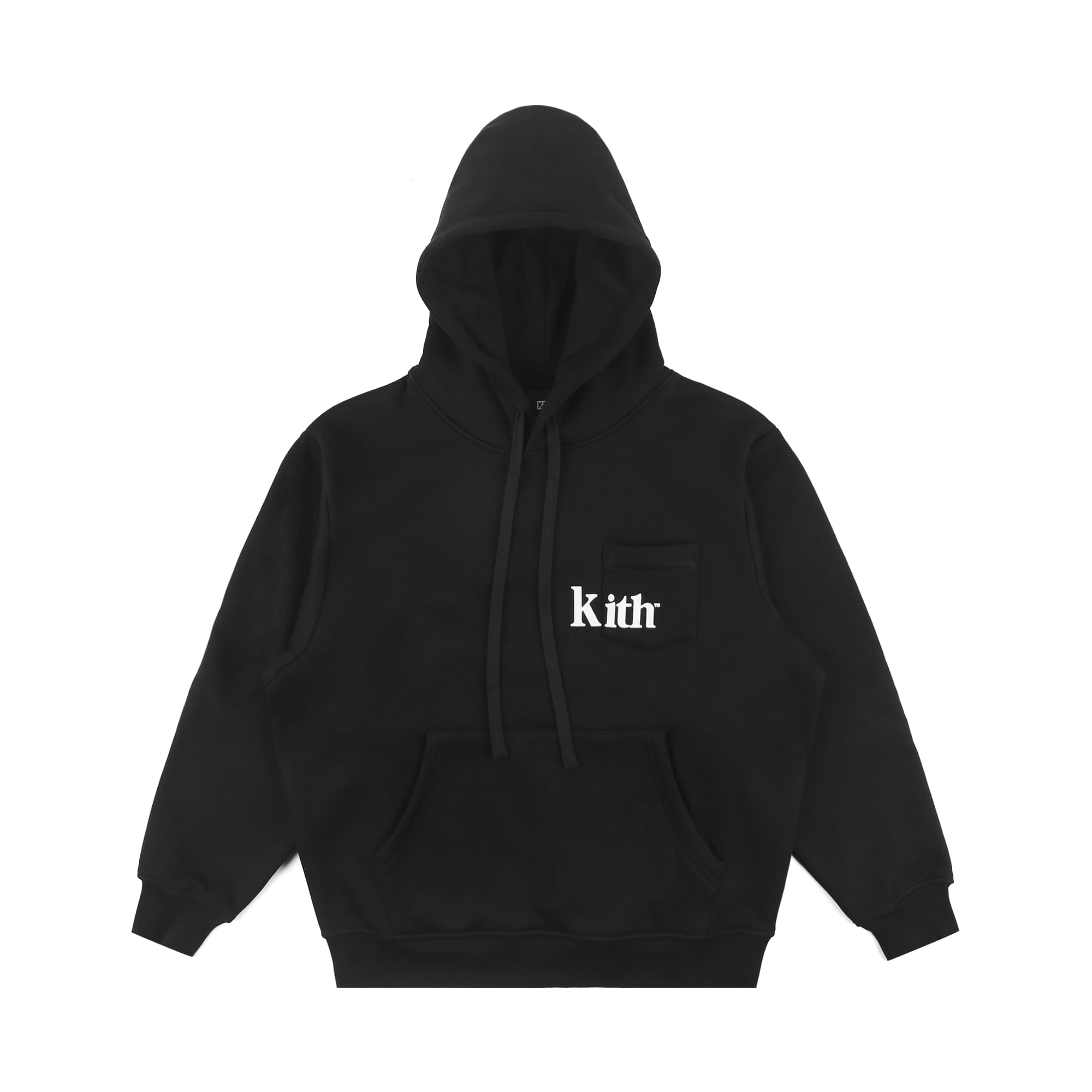 2024 Kith flocking logo multi-pocket hooded sweater men’s couple fleece-lined drop-shoulder sleeve loose pullover hoodie
