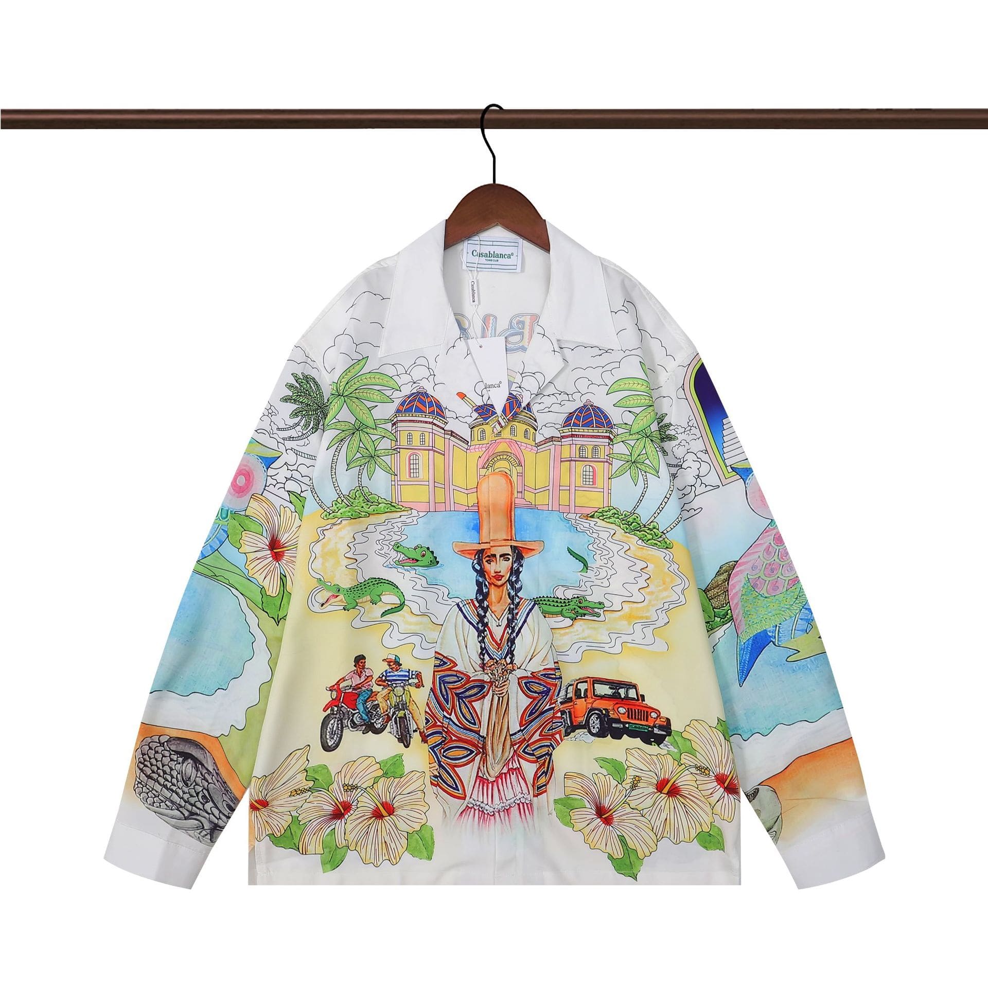 Casablanca Printed Long Sleeve Beach Shirt for Men