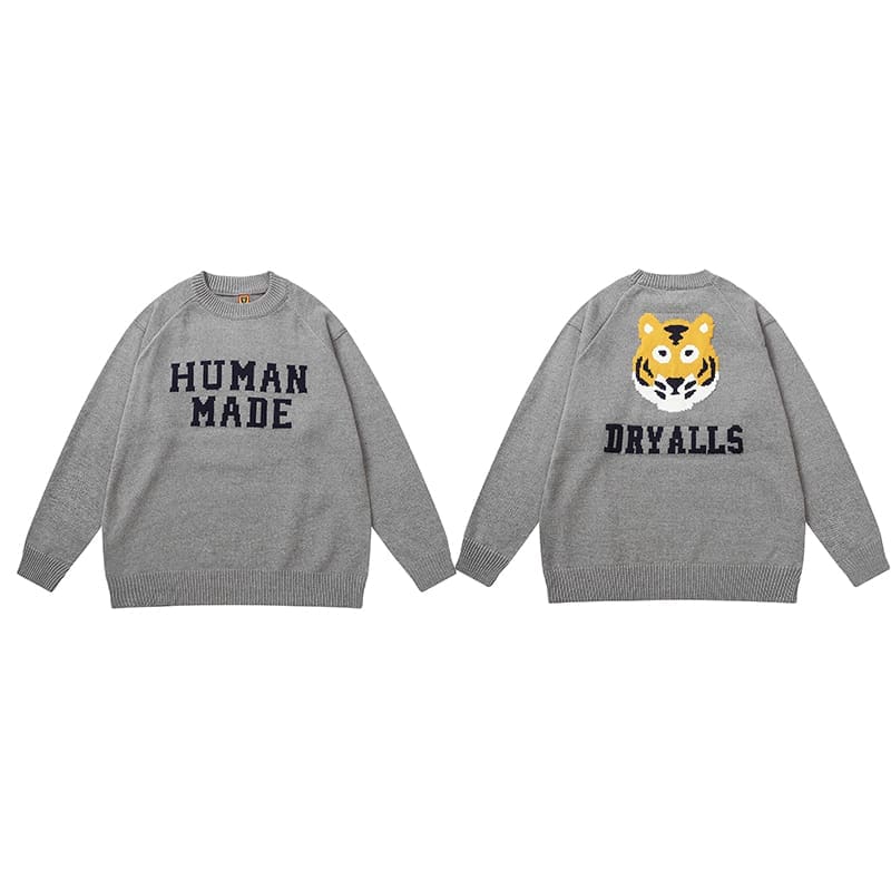 Hvm*n M*de cartoon jacquard sweater niche trendy round neck for couples