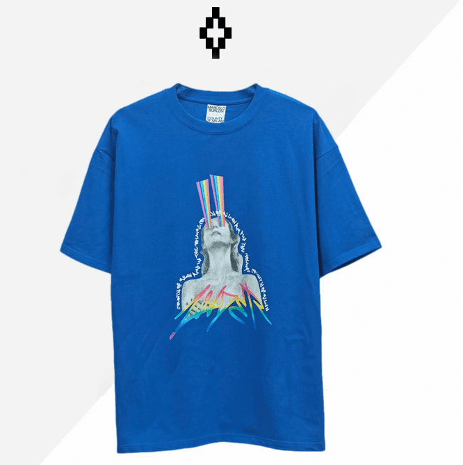 Marcelo Burlon MB wings rainbow pattern printed loose short sleeve