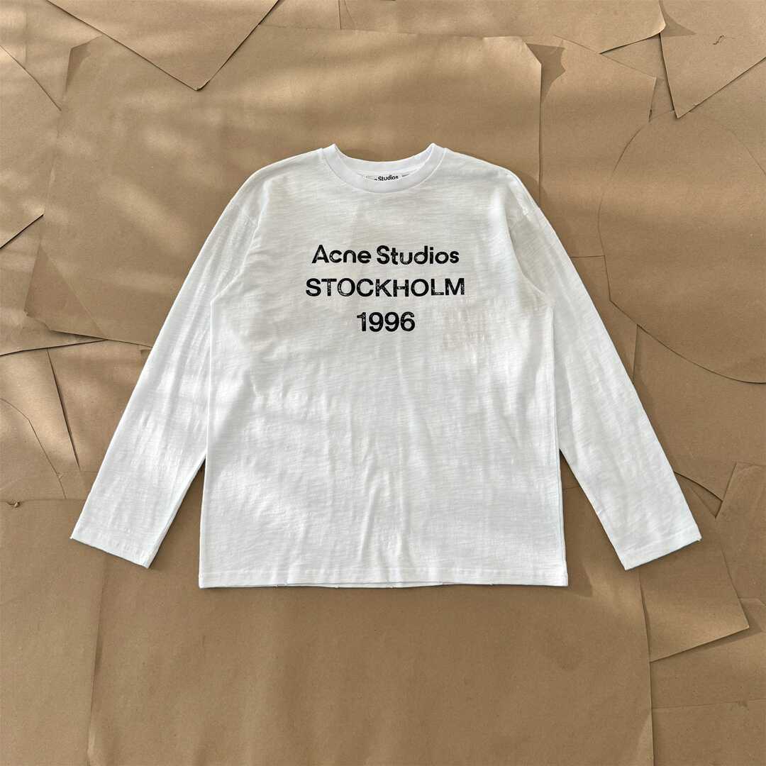 Top version AS 24SS 1996 series retro washed worn old version printed letter slub cotton long sleeve T-shirt