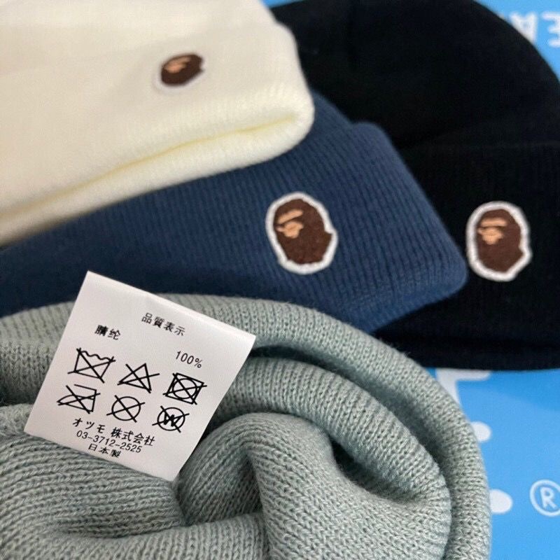 Split Japanese ape head woolen cap embroidery beanie hat tide autumn winter couple vintage knitted hat