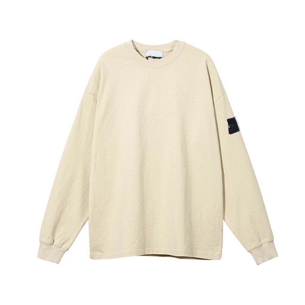 Stone 23FW basic style autumn and winter round neck sweater 330g retro washed loose-fitting solid color long sleeves T-shirt couple wear