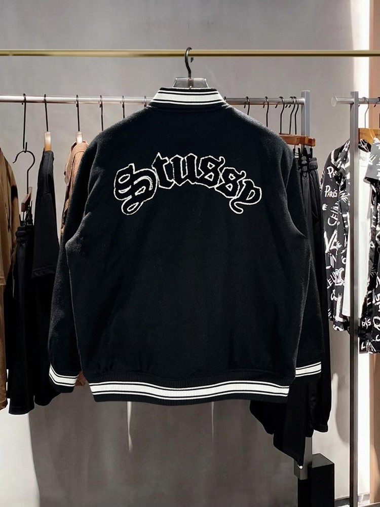 S Tuss jacket Stussy autumn and winter New Baseball uniform embroidered letters loose jacket casual coat for men and women